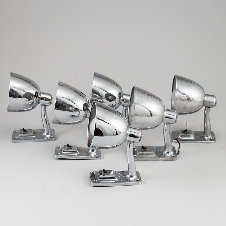 6 20th century wall lights.