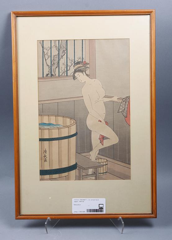 TRÄSNITT, 3 st, senare tryck, Japan, 1900-tal.