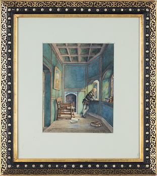 Olle Hjortzberg, akvarell, signerad och daterad 1890.