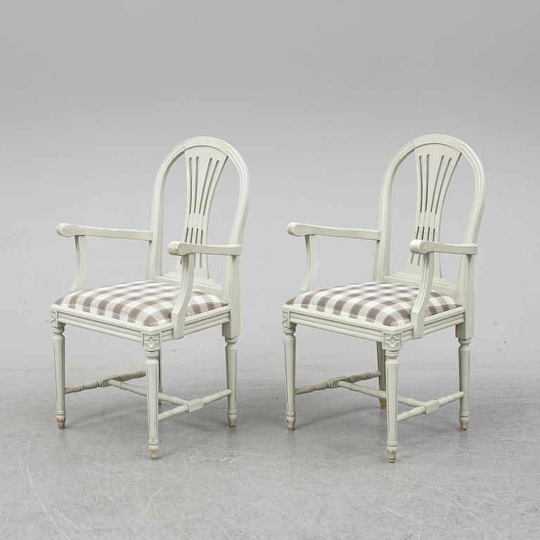 Six second half of the 20th Century Gustavian style armchairs.