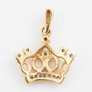 Pendant, in the form of a crown, 18K gold with eight-cut diamonds.