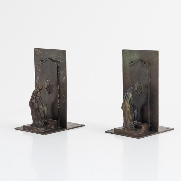 A pair of bronze book ends, GAB, Sweden, 1930's.