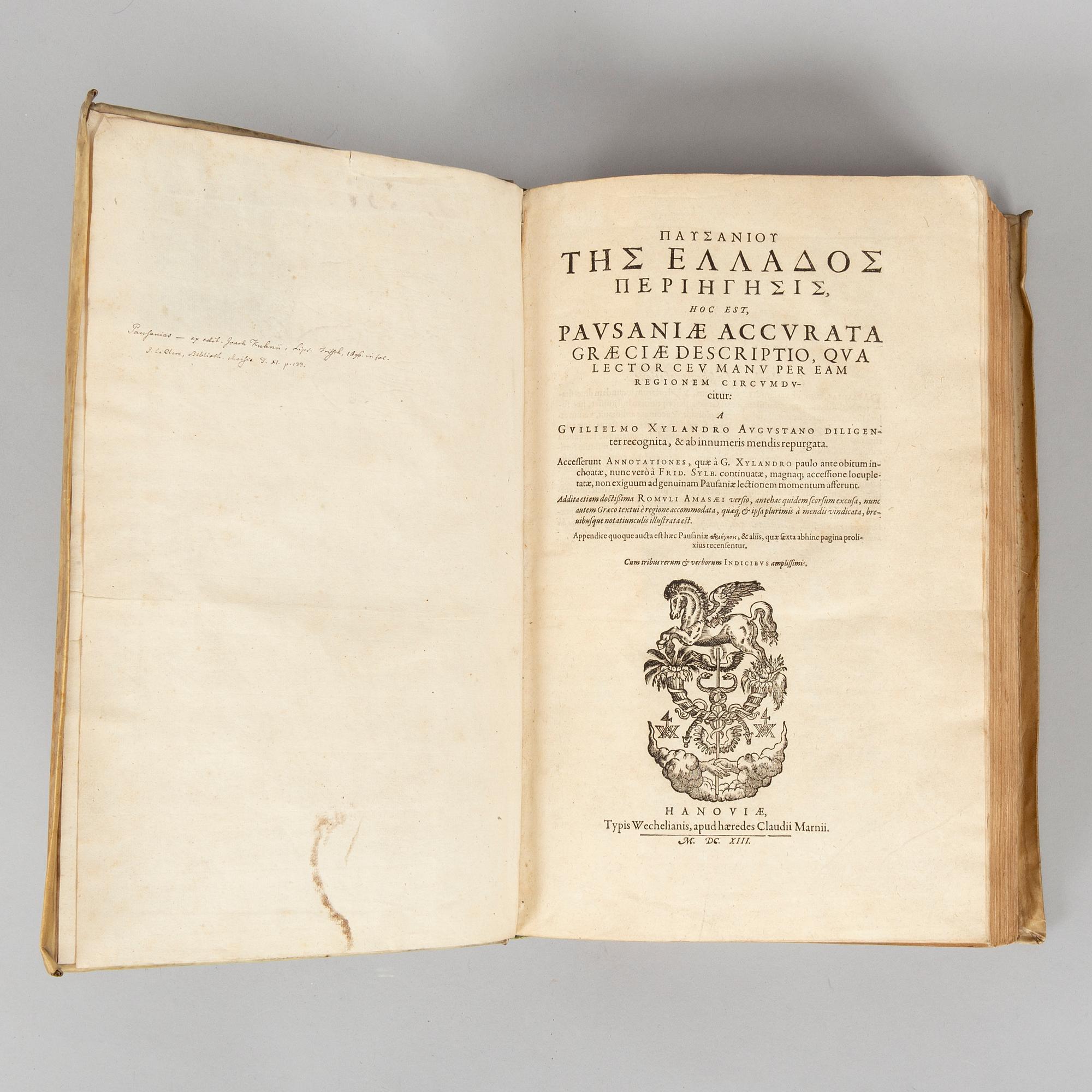 Pausanias’ decription of Greece, 1613.