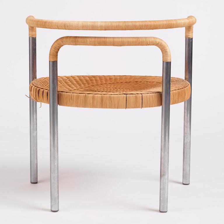 Poul Kjaerholm, a steel and rattan 'PK12' chair, E Kold Christensen, Denmark, early 1960s.