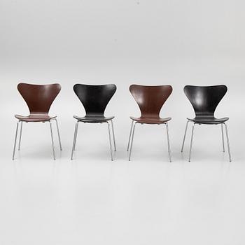 Arne Jacobsen, stolar, 4 st, "Sjuan", Fritz Hansen, Danmark.