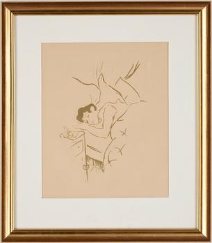 Henri de Toulouse-Lautrec · HENRI DE TOULOUSE-LAUTREC, litografi (olivgrönt), monogramsign i trycket. Postumt tryck.