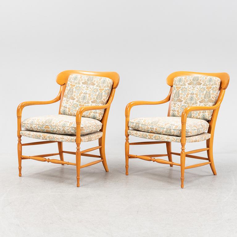 Björn Wiinblad & Brita Drewsen, a pair of ' La concha' beech armchairs for OPE-Möbler, second half of the 20th century.