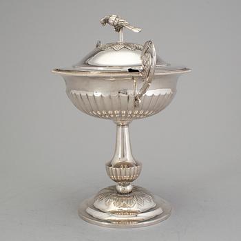 ANDERS LUNDQVIST, Stockholm, 1826, sockerskål, silver, empire.