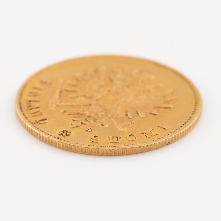 A goldcoin, Finland, Russian Duchy, 10 Markkaa, 1882.