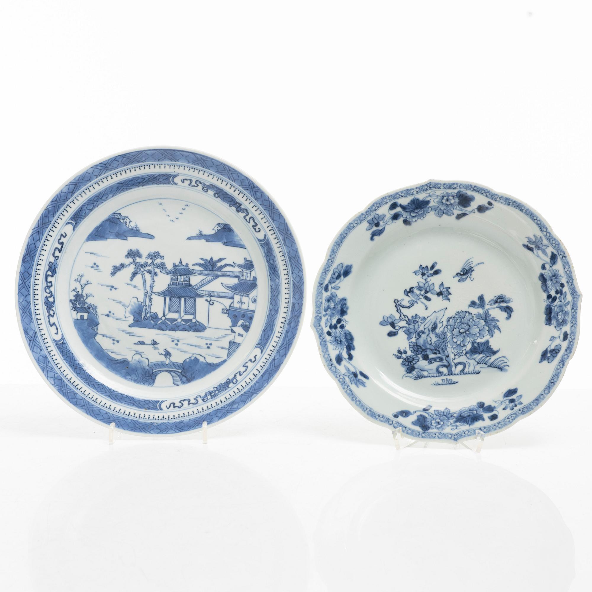 Tallrikar, 4 st, porslin, Kina, 1700/1800-tal.