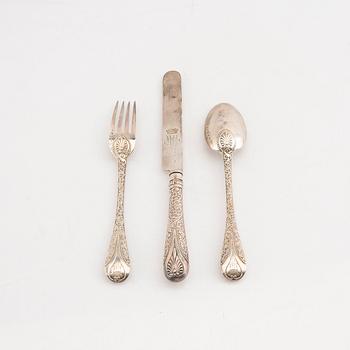 An Englis 19th century three pcs silver cutlery mark of GW Adams London 1876 total weight 172 grams.