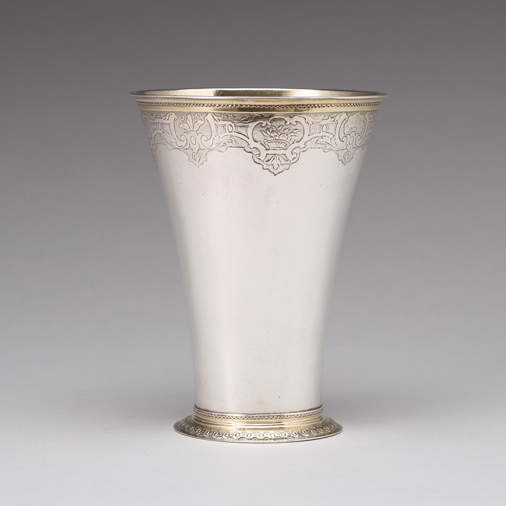 Gustaf Stafhell d ä, bägare, silver, Stockholm 1742.