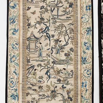 Three silk embroideries, China, early 20th century and first half of the 2oth century.