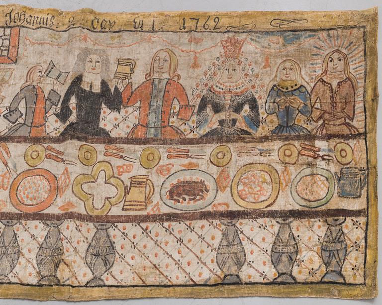 A FOLK ART WALL PAINTING FROM 1762. Sweden.