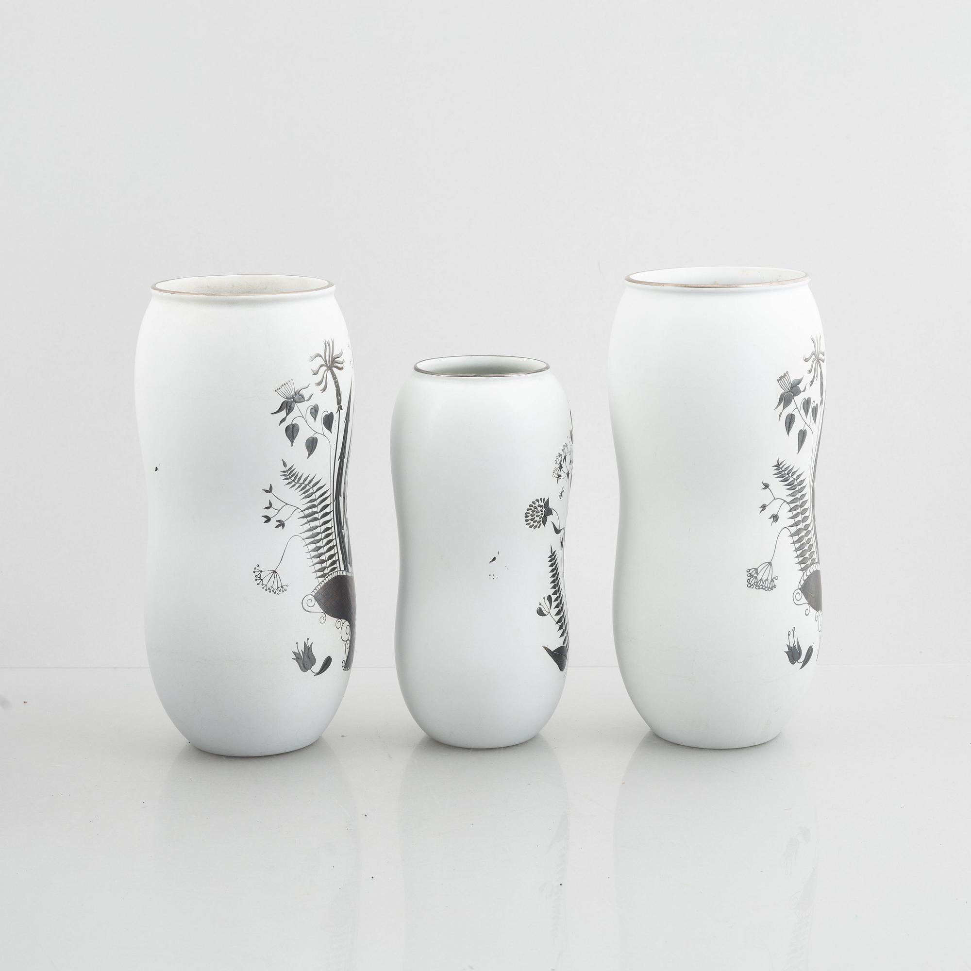 Stig Lindberg, three 'Grazia' vases, Gustavsberg, 1946-69.