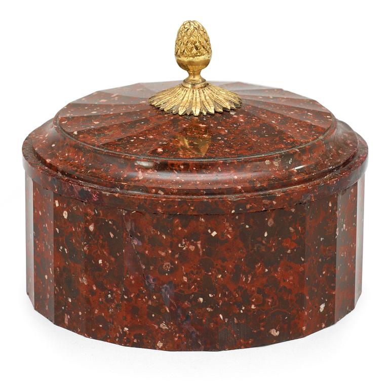 A Swedish Empire 19th century porphyry butter box.