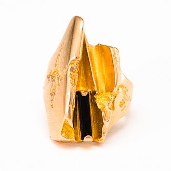 BJÖRN WECKSTRÖM, RING, "Tourmaline River", 14K guld, turmalin, Lapponia 1982.