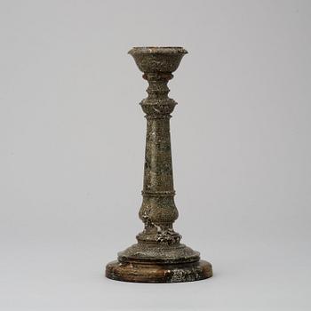 A Swedish  19th century green marble candlestick.