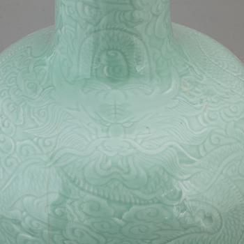 A large Chinese celadon glazed vase, second half of the 20th century.