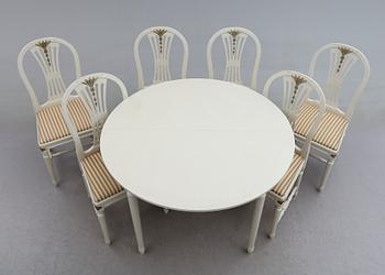MATGRUPP, 7 delar, gustaviansk stil, 1900-talets andra hälft.
