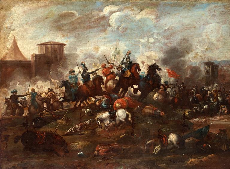 Antonio Calza Hans krets, Kavalleribatalj mellan turkar och kristna.