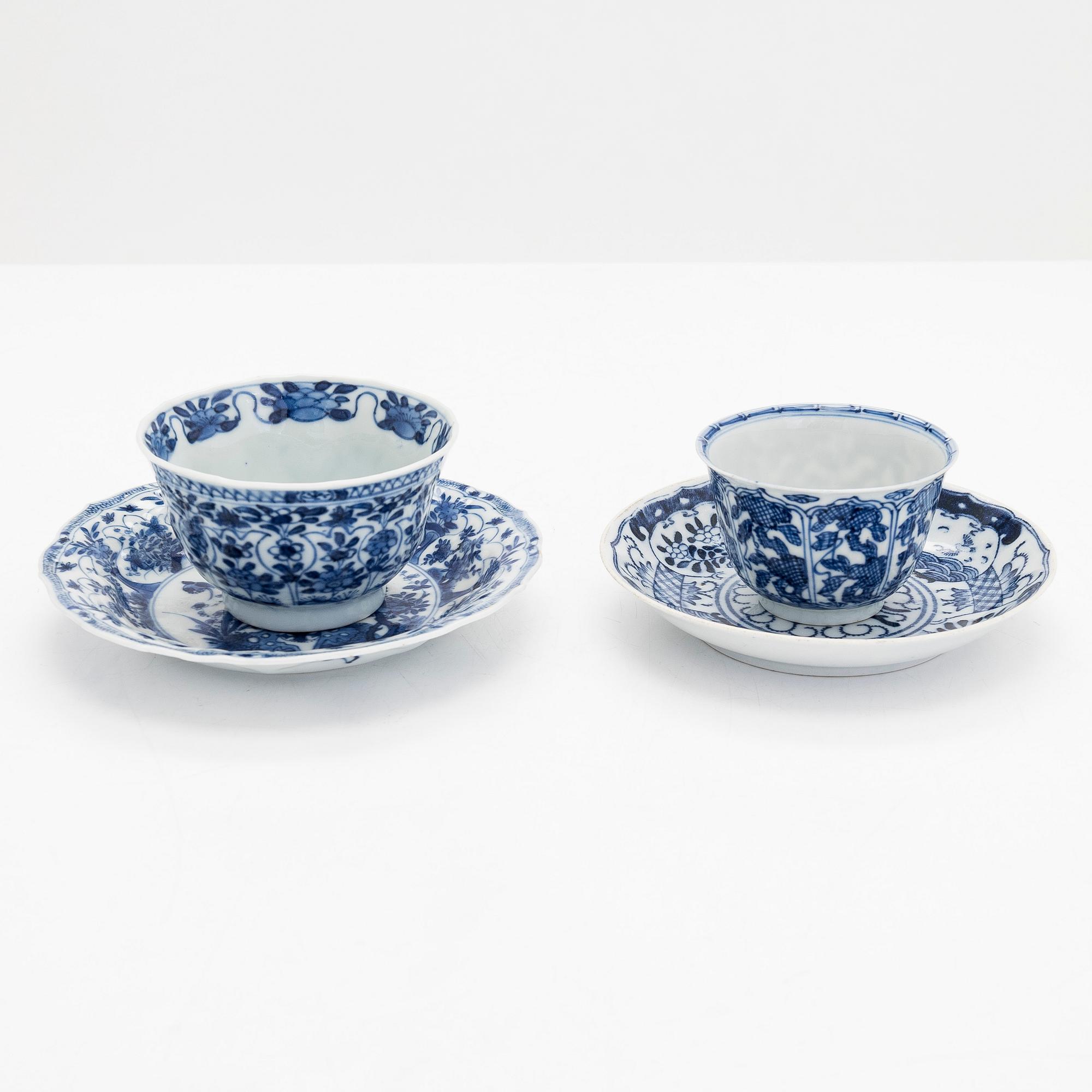 Skål, koppar och fat, totalt 4 dlr, porslin, Kina, Qianlong (1736-95).
