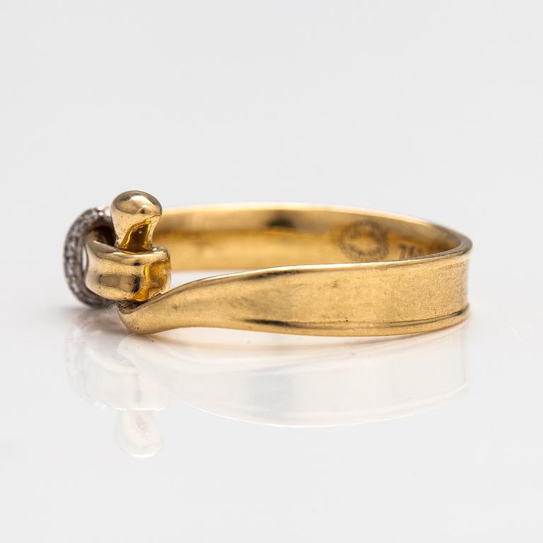 Vivianna Torun Bülow-Hübe, An 18K gold ring "Torun" with diamonds ca. 0.05 ct in total. Georg Jensen, Denmark.