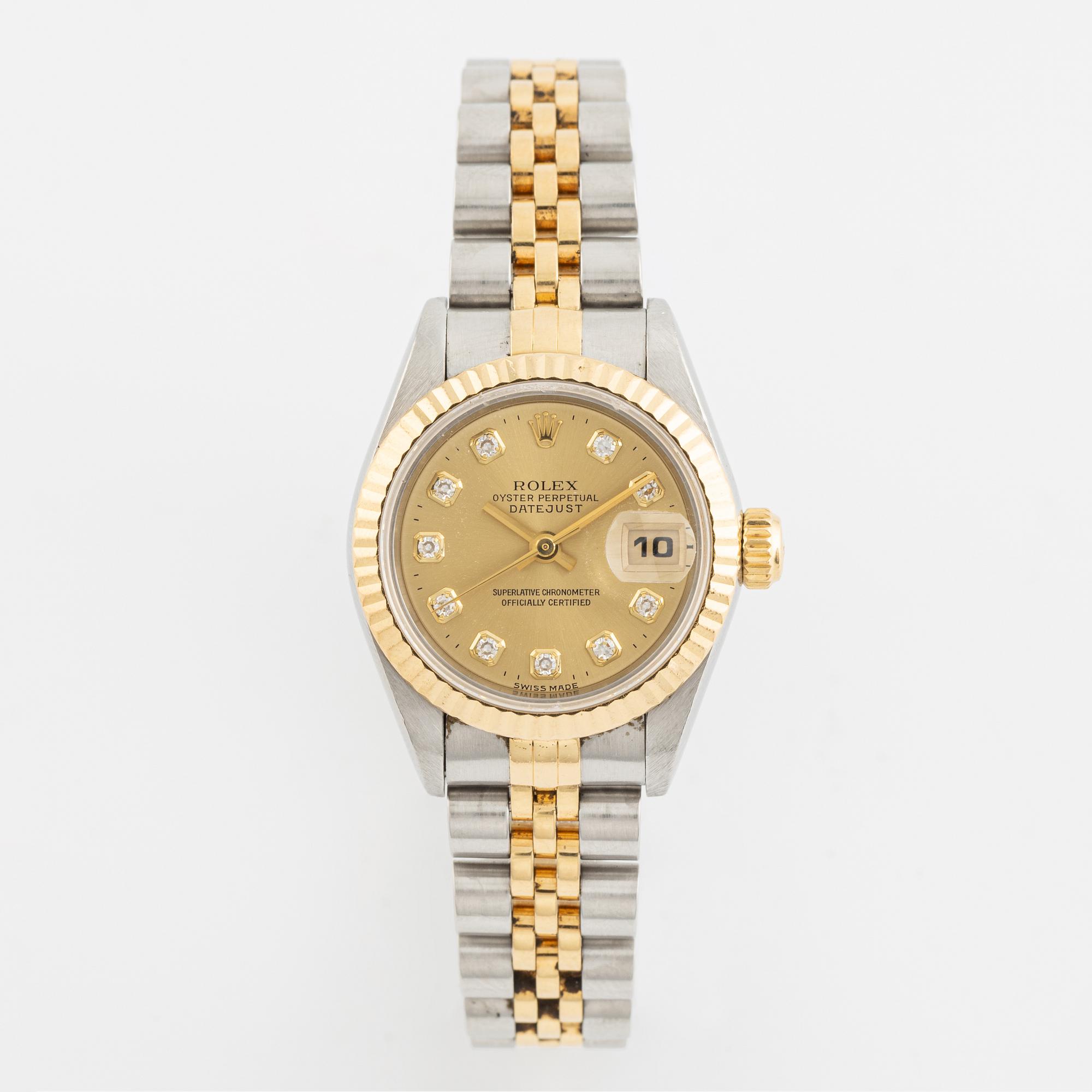 Rolex, Oyster Perpetual, Datejust, "Diamond Dial", wristwatch, 26 mm.