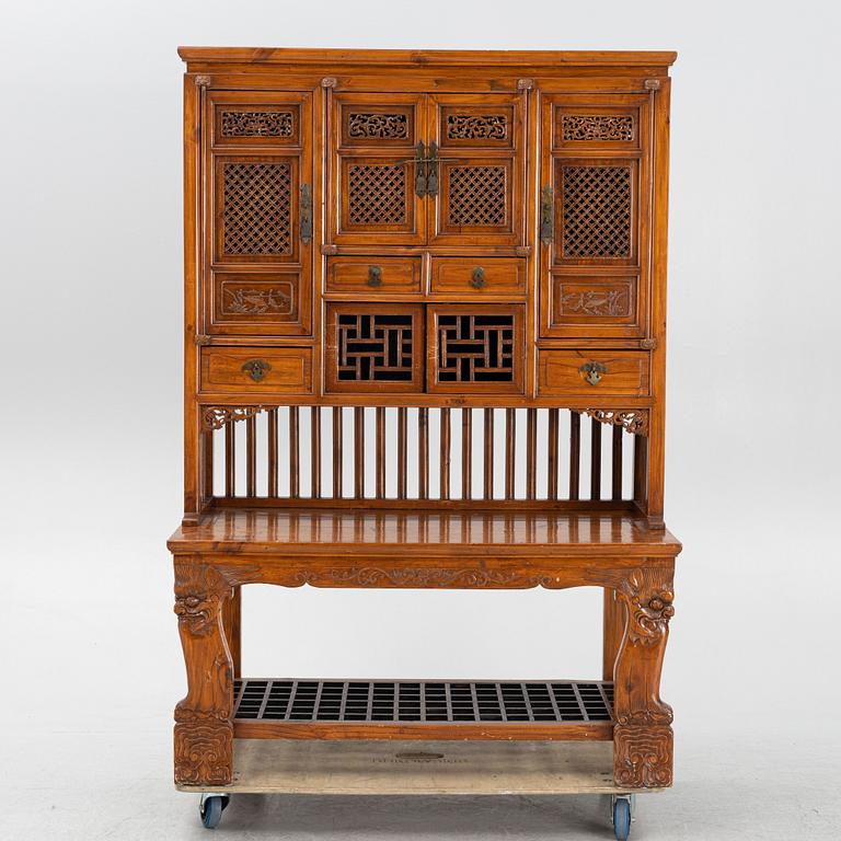 A Chinese hardwood cabinet, around 1900.