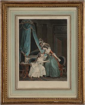 Niclas Lafrensen d.y., efter. Gravör Jean Francois Janinet. Tre färggravyrer, bildstl 35,5 x 28 cm vardera.