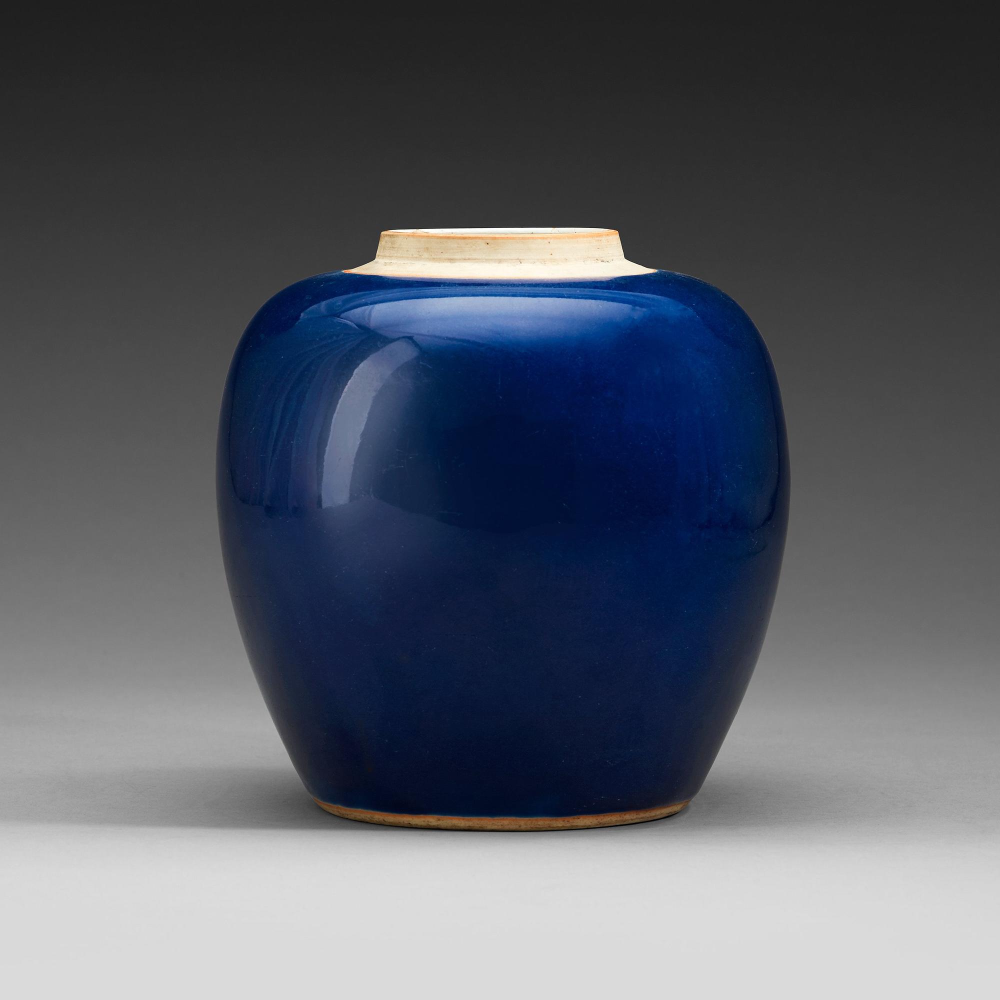 A powder blue jar, Qing dynasty Qianlong (1736-95). With Qianlong sealmark and of period.