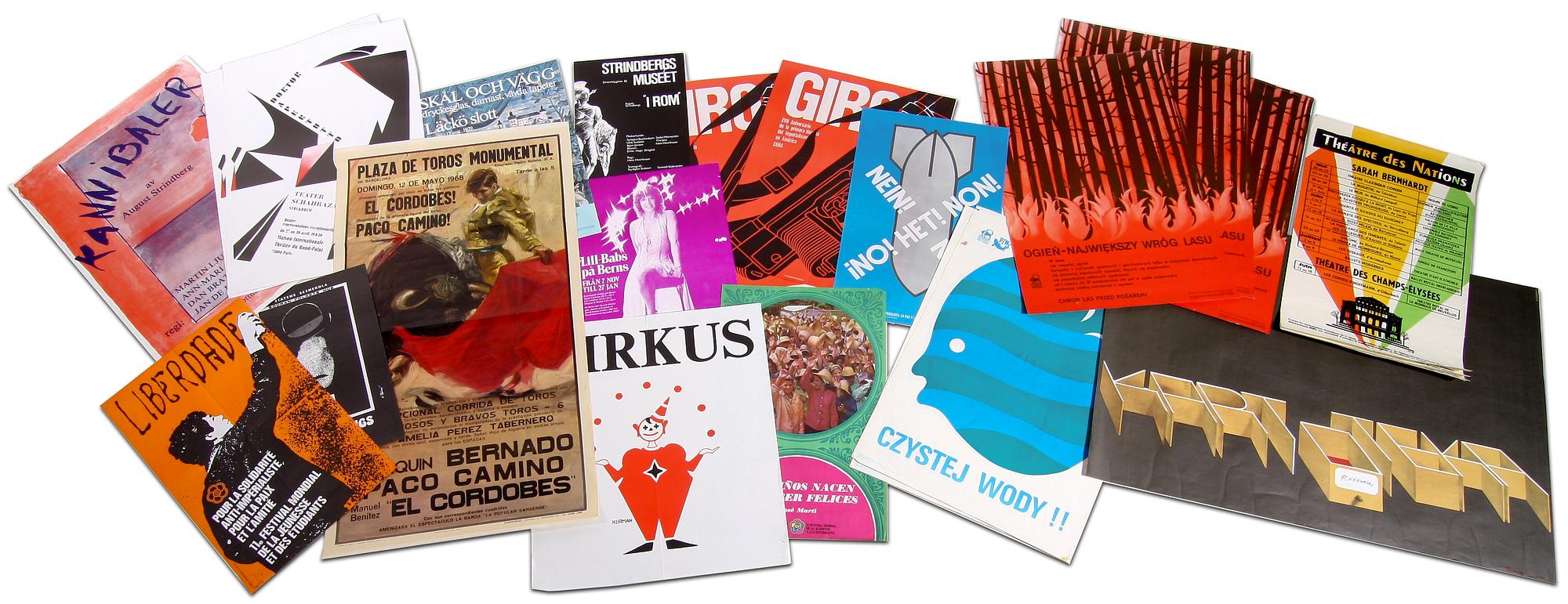 AFFISCHER, 22 st, tryck, diverse motiv, 1930-1970-tal.