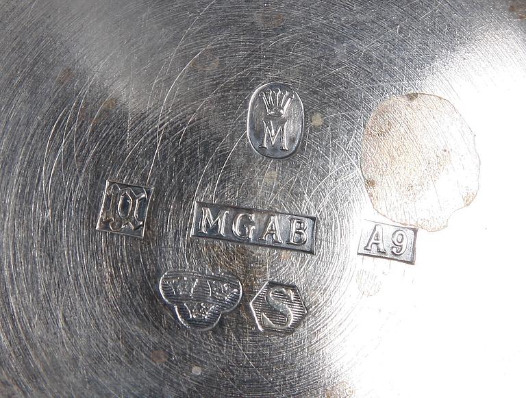 PUNCHMUGGAR, 10 st samt SKÅL, silver. CESON, Göteborg 1970-tal resp MGAB 1951.