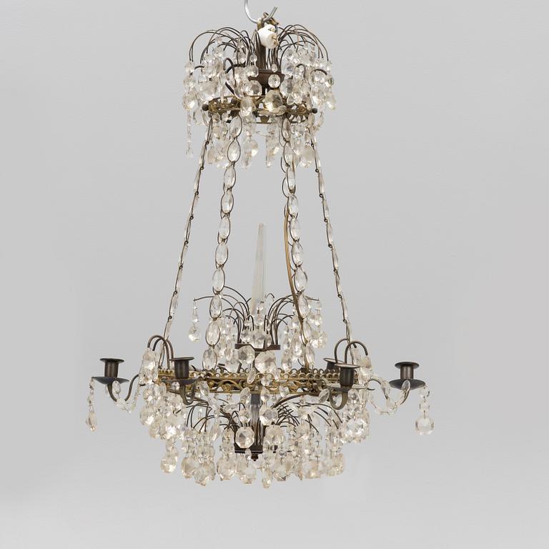 A Gustavian style chandelier, first half of the 20th century.