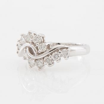 Ring 18K white gold set with round brilliant-cut diamonds.