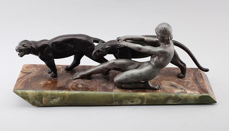 SKULPTUR, metall, art déco, otydligt signerad.