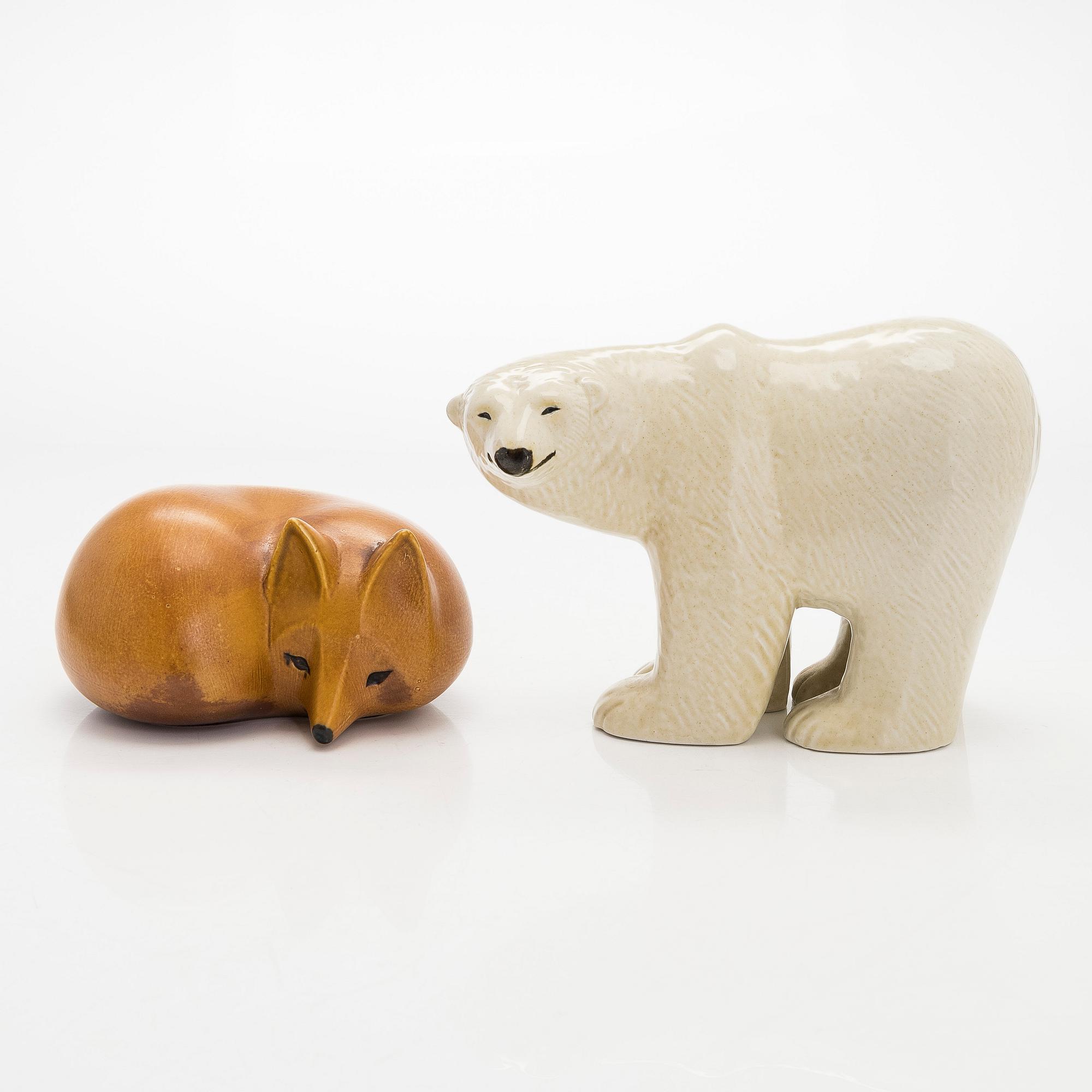 Lisa Larson, figuriner, 2 st, stengods, Gustavsberg Sverige.