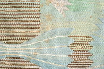 Barbro Nilsson, a carpet, "Park, blå och grön", flat weave, ca 290 x 225,5-228 cm, signed AB MMF BN.