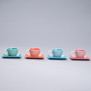 MOCCAKOPPAR med FAT, 4 st, keramik,  LBVYR Yves Rocher, Frankrike 1970-tal.