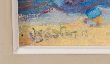 Okänd konstnär, olja på duk, signerad V. Sandberg och daterad -13.