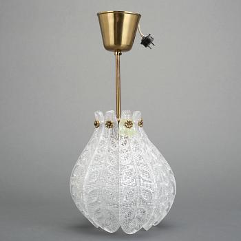 TAKLAMPA, glas. Orrefors. 1900-tal.