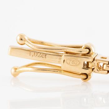 Tennis bracelet, 18K gold with brilliant-cut diamonds.