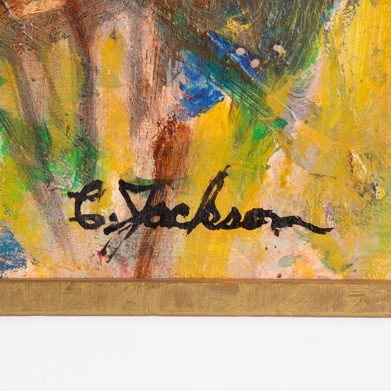 Clifford Jackson, figure with string instrument.