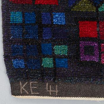Kerstin Ekengren, matto, "Cavalleria Rustica", knotted pile, ca 320-321,5 x 220-230 cm, signed KE LH, Plitmors Järvsö 1961.