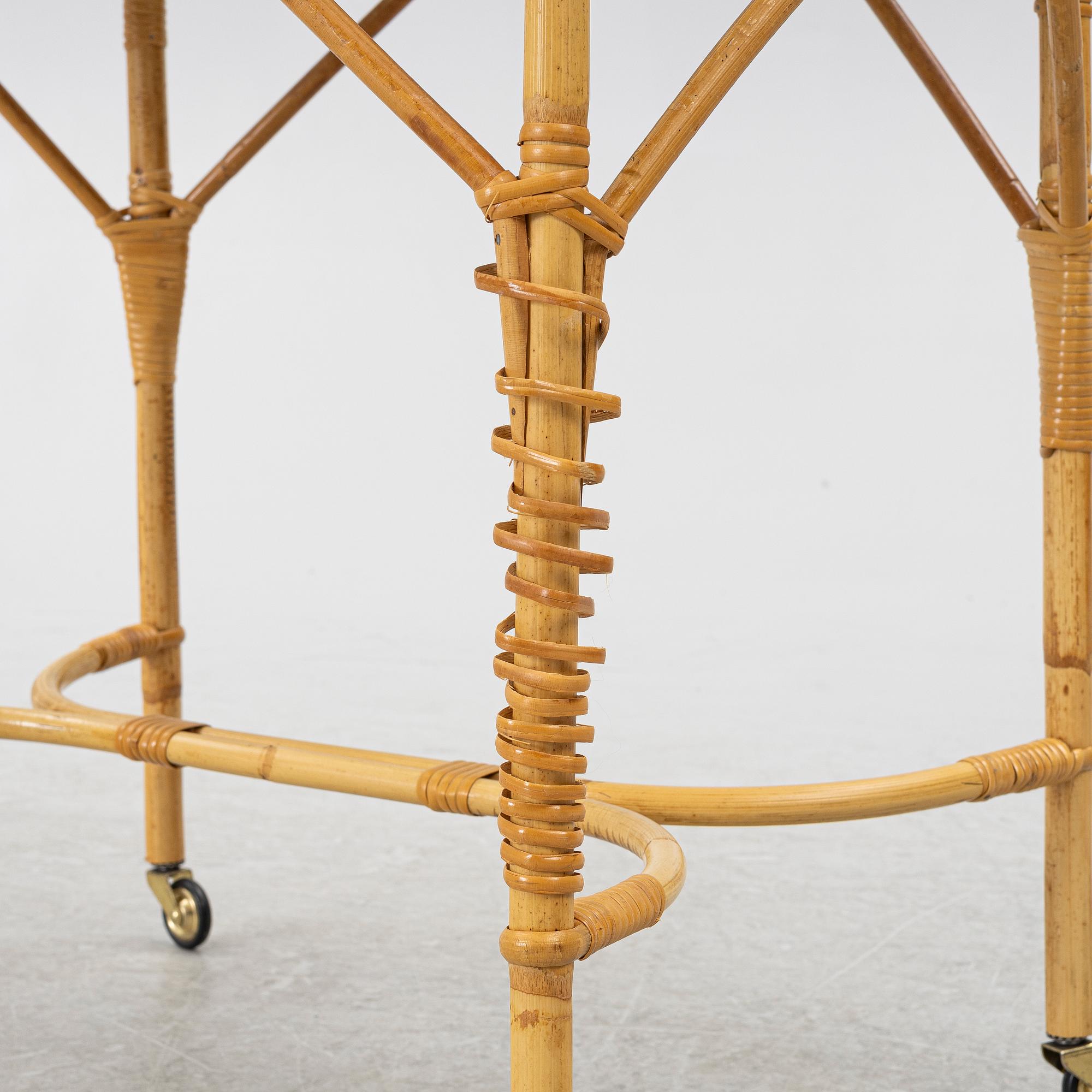Brick table, rattan, Svenskt Tenn, mid-20th century.