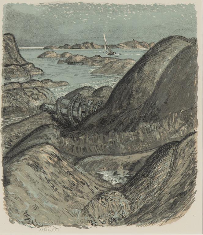 Roland Svensson, färglitografi, signerad.