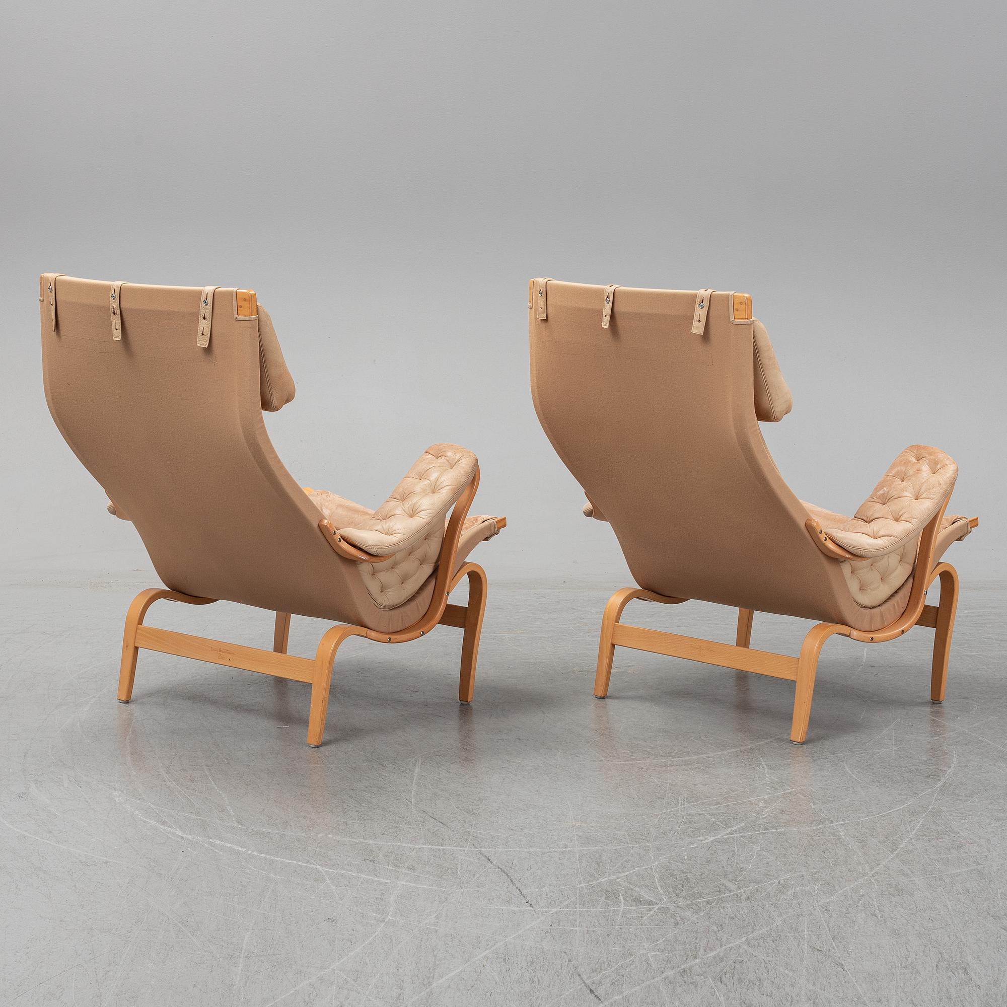 BRUNO MATHSSON, a pair of 'Pernilla' arm chairs, Dux.