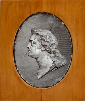 MINIATYRER, 2 st, tryck på gips, 1800-tal.