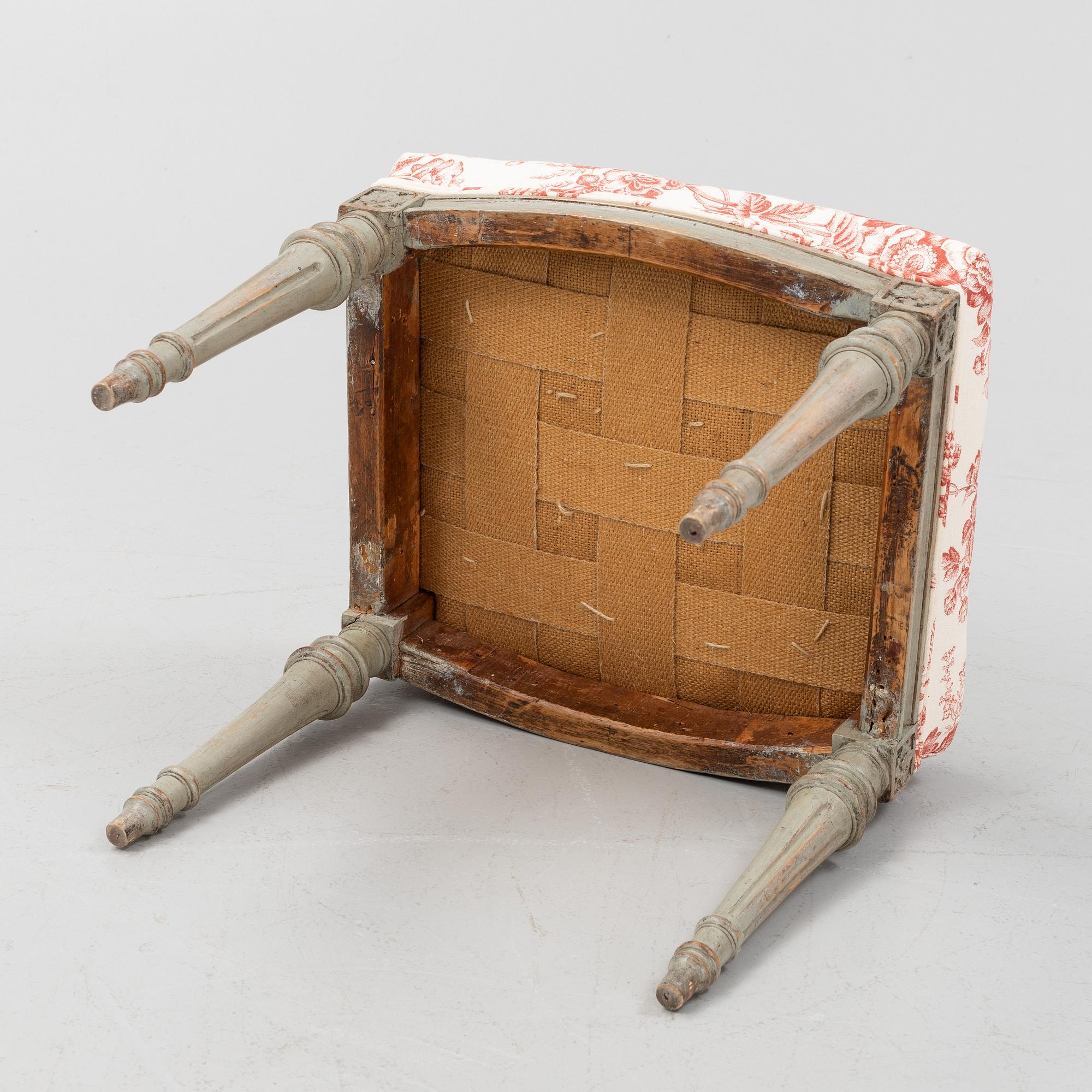 A Gustavian stool, late 18th Century.