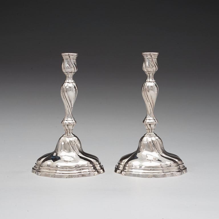 A pair of Baltic 18th century silver candlesticks, marks of Peter Schlyter, Riga 1773.